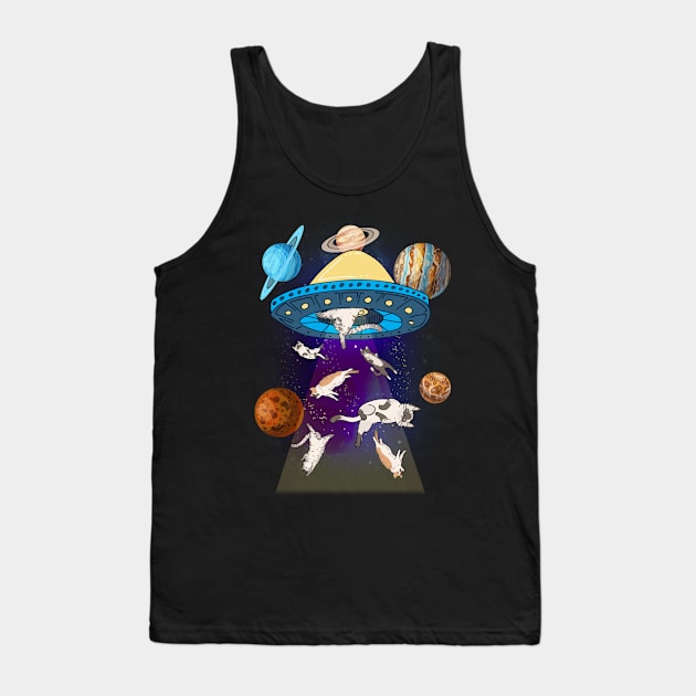 Trippy Cat Galaxy UFO Space Lovers Tank Top by TeddyTees